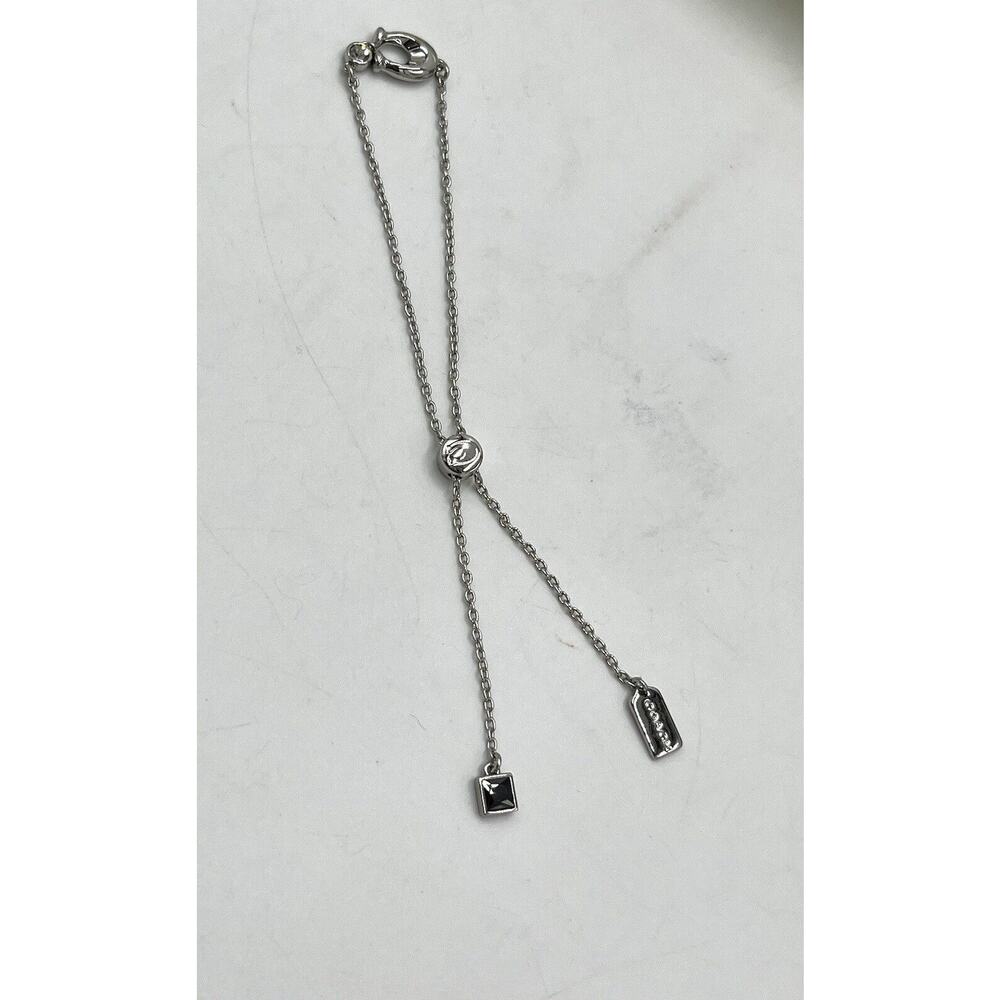 COACH Chubby‎ C Logo Crystal Charm Signature Women’s Slider Bolo Bracelet New - Picture 5 of 8